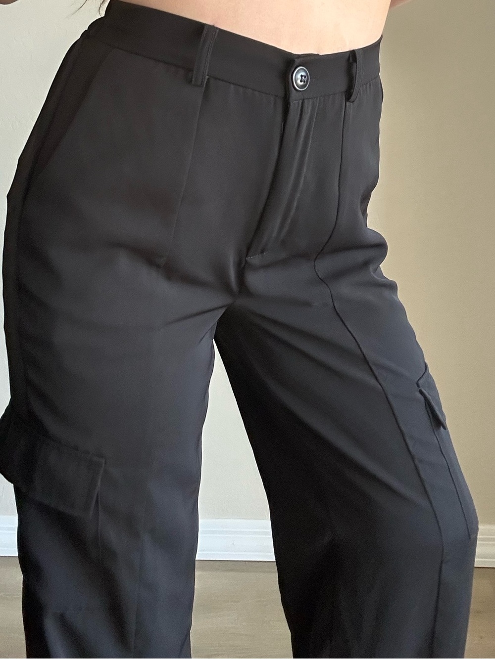 Women’s Black Flowy Cargo Trouser Loose Fit